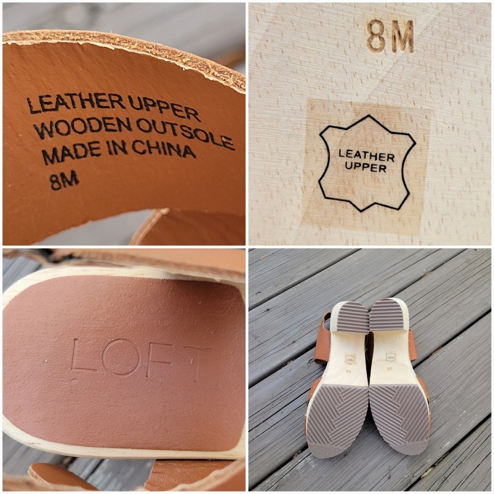 LOFT Y2K Criss Cross Whiskey Brown Leather Wooden Heeled Platform Clog Sandals 8 - Picture 2 of 8